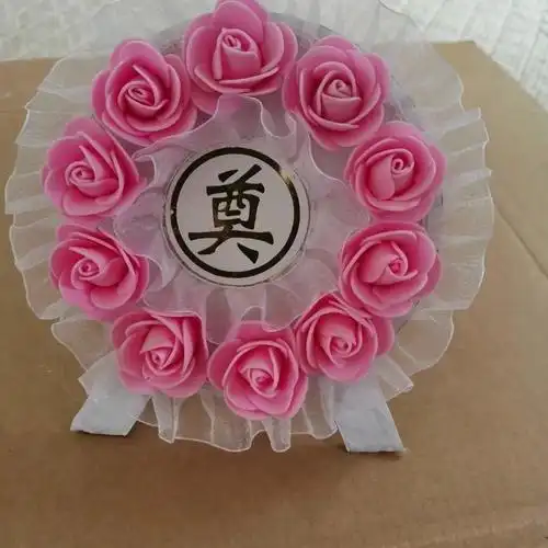 经美精品小花圈死人殡葬骨灰盒前摆件白事灵堂葬礼墓碑假花祭奠死者