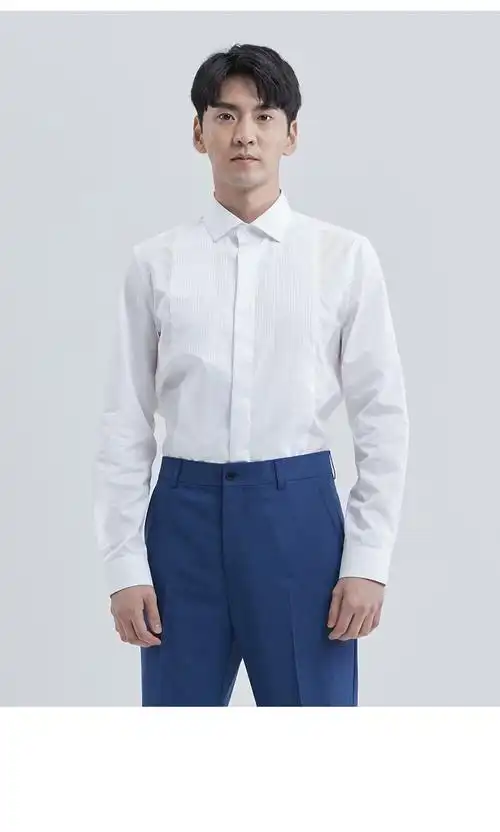 ziozia/ziozia韩版男装衬衫新款白色商务正装青年长袖上班衬衣男士