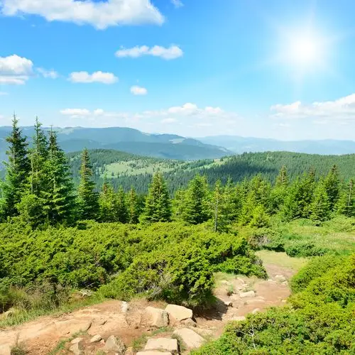 高山,太阳,蓝色背景,天空