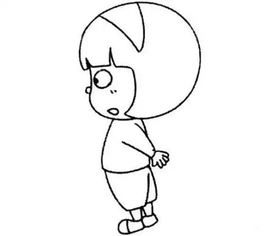 侧身站女孩简笔画