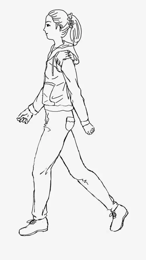 关键词 : 行走,女孩,马尾,手绘,路人