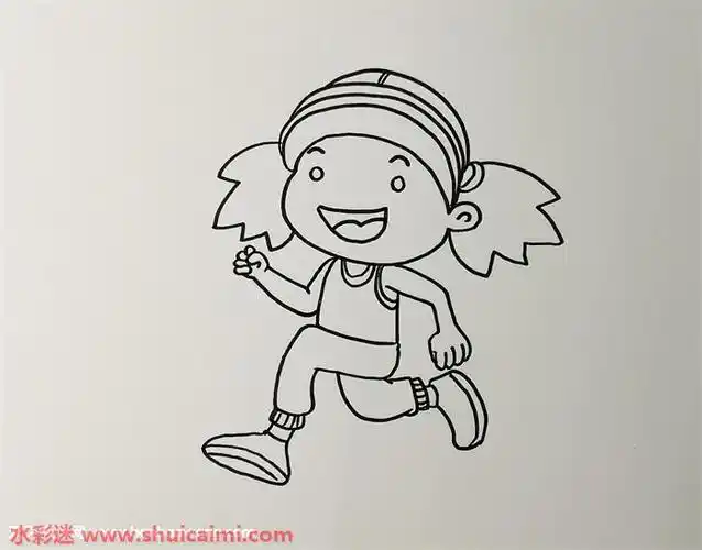 小女孩跑步怎么画小女孩跑步简笔画简单易画彩色