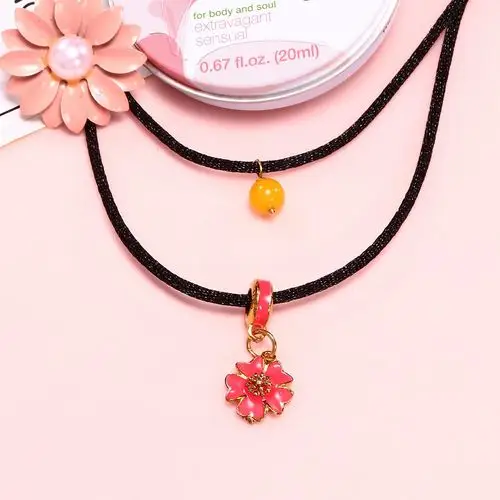 爱华尚 花语桃花蜜蜡双圈项链 韩版 琥珀项链/项圈
