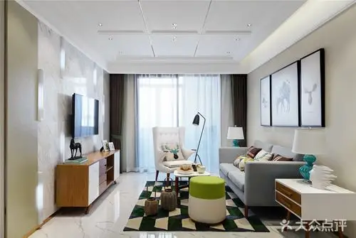 90平米三室两厅北欧风格客厅装修案例_北欧客厅家装效果图-太原美团网