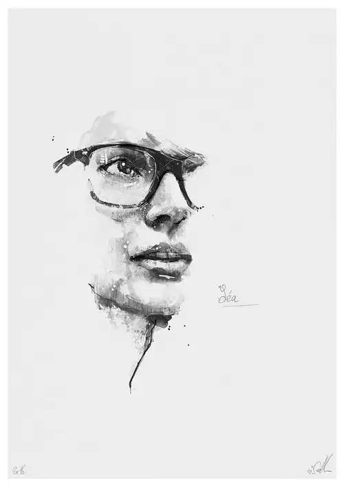 法国florian nicolle黑白肖像画