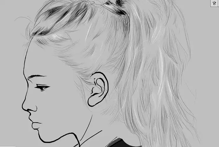 每日一画 7.3 侧面长发美女