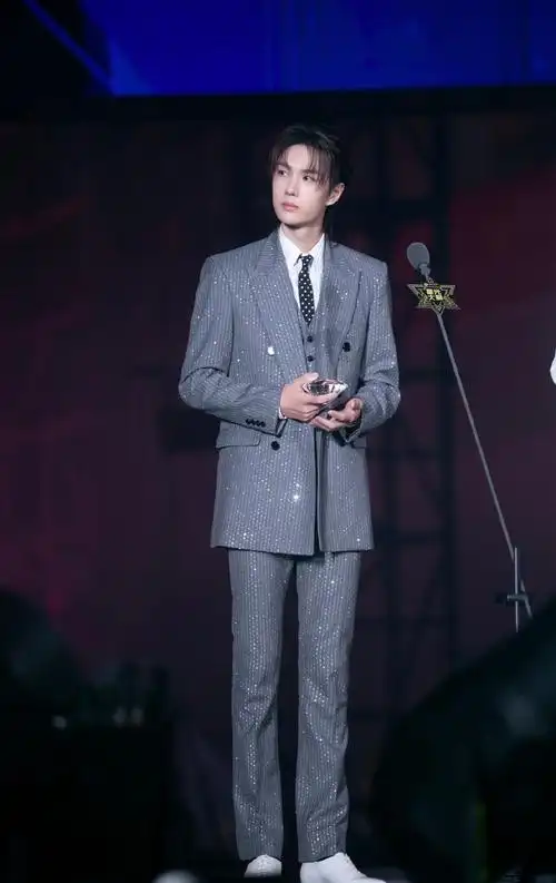 王一博灰色星光西装帅气图片,王一博图片-第4图