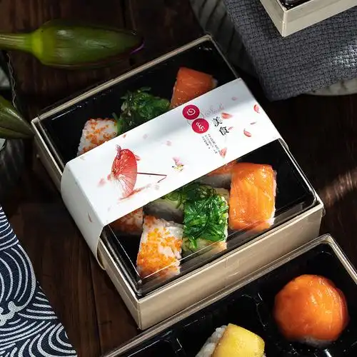 卡木龙木制包装寿司打包盒透明日式外卖商用一次性寿司盒餐盒