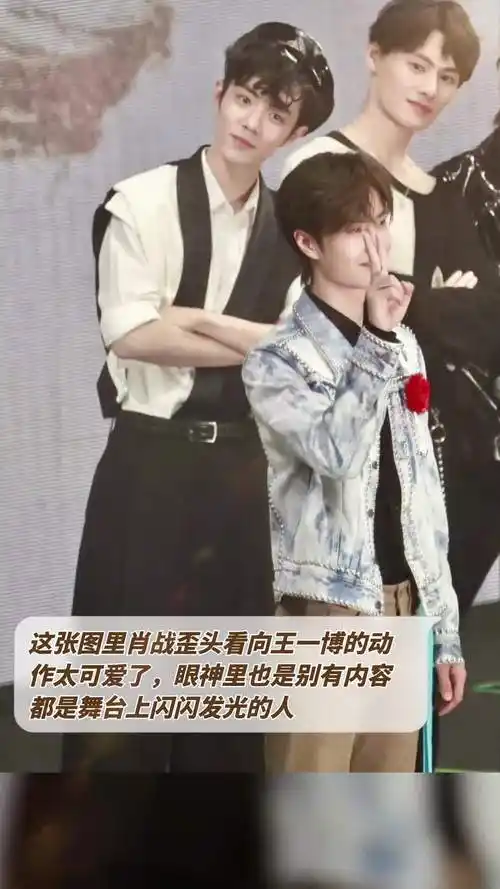 这张图里肖战歪头看向王一博的动作太可爱了,眼神里也是别有内容.