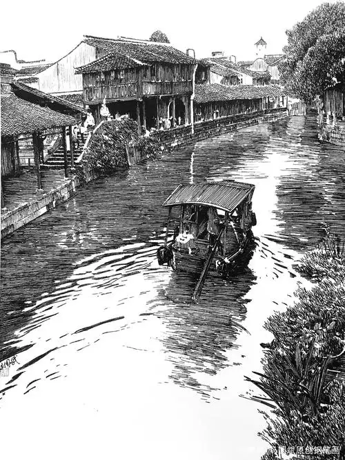 钢笔下的江南水乡古镇,美伦美焕!