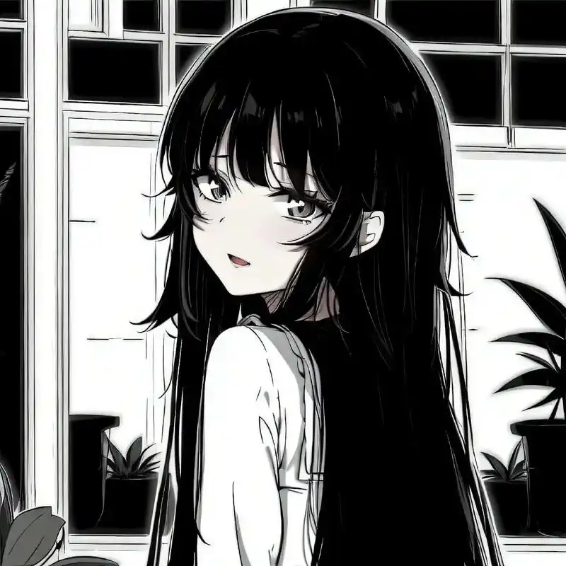 动漫女头黑白篇#动漫女头 #二次元 #优质头像 #黑长直#宅 - 抖音