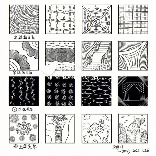 简笔画基础线条控笔黑白线描简笔画大全