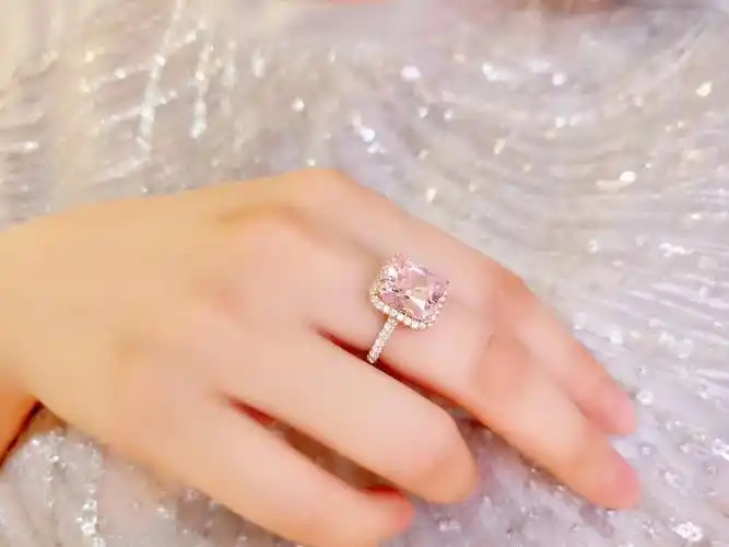 雷迪恩5克拉钻戒粉钻 s925纯银镀金群围镶仿真钻戒结婚订婚戒指