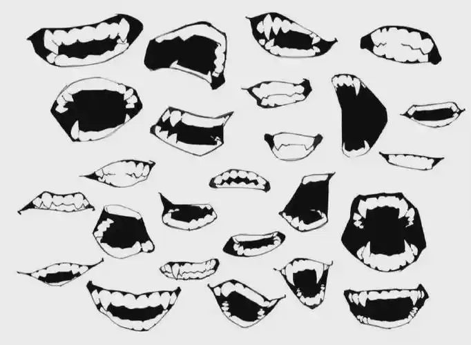 虎牙,尖牙,獠牙,牙齿分嘴巴的参考#学画画##绘画参考素材##板绘