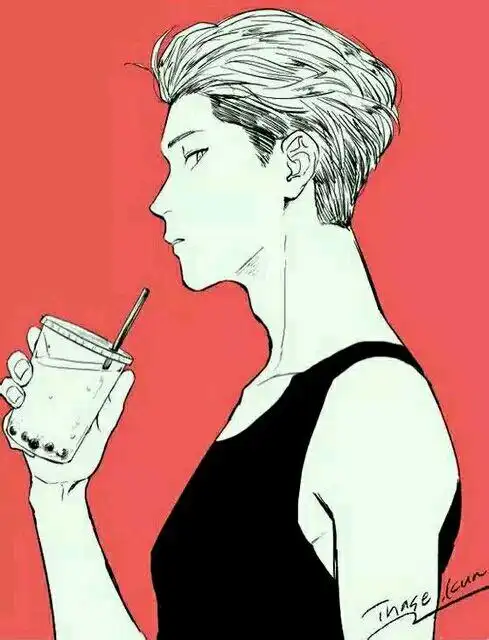 漫画男头侧面半身果汁