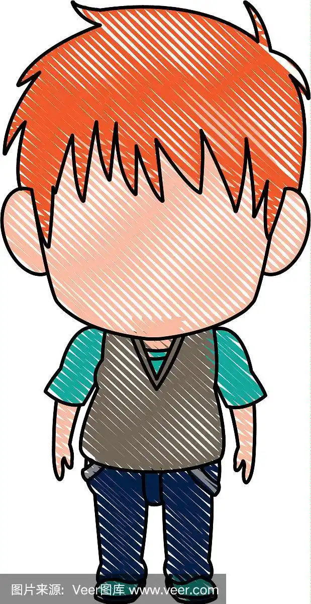 可爱的小男孩动漫无脸彩色形象