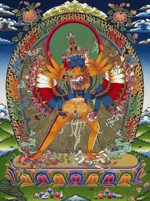 《西藏王臣记》等典籍记载,他来源于古印度北方的"香巴拉国"(极乐世界