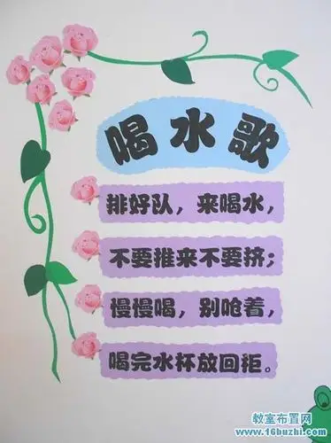 幼儿园喝水区规则布置图片:喝水歌