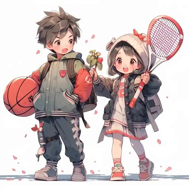 打篮球的男生和打羽毛球的女生绝配!#动漫情头 #q版人物#羽 - 抖音