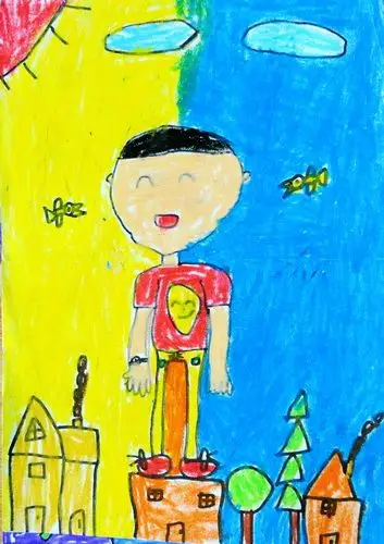 少儿书画作品-我长高了/儿童书画作品我长高了欣赏_中国少儿美术教育