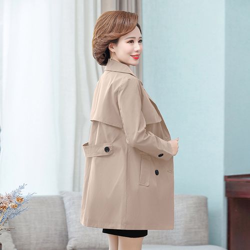 妈妈早秋薄款风衣中长款2022中年女40-50岁新款休闲卡其外套百搭