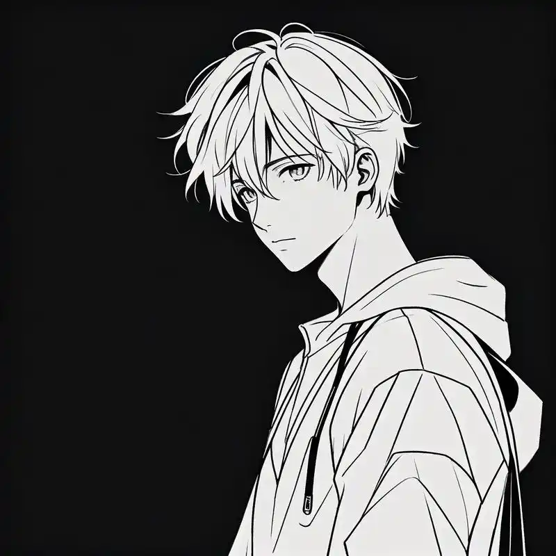 黑白素描头像男生 男生黑白素描头像,简洁的线条勾勒出帅气的脸庞