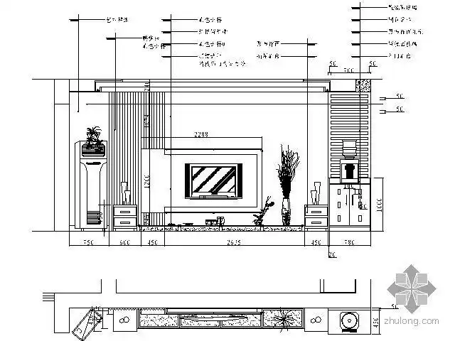 [分享]电视背景墙立面图及节点图资料下载