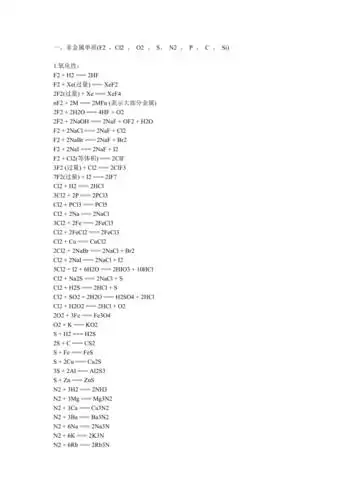 高中化学反应式大全