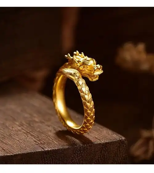 明牌珠宝传家金系列龙凤婚戒足金古法黄金戒指男女结婚对戒龙凤婚戒凤