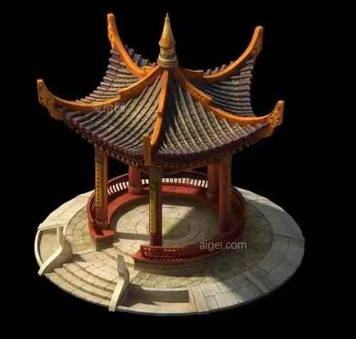 亭子_max|3dmax - 场景(古风)-3d模型_免费下载_建筑场景-游戏类 - 爱