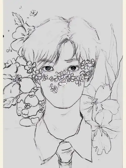 手绘线稿张真源