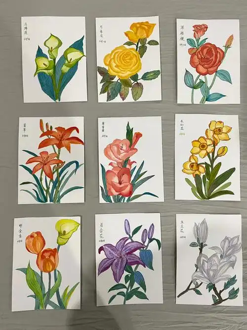 1001718水彩小画花卉