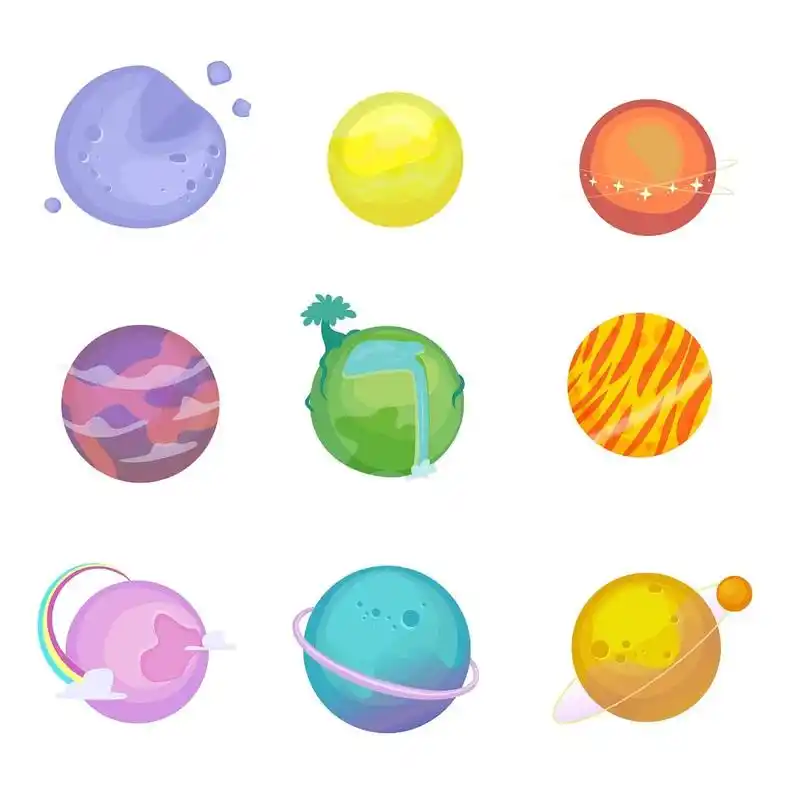 🌍可爱卡通彩绘星球-免抠素材分享 发现一组好看的卡通菜绘星球图标