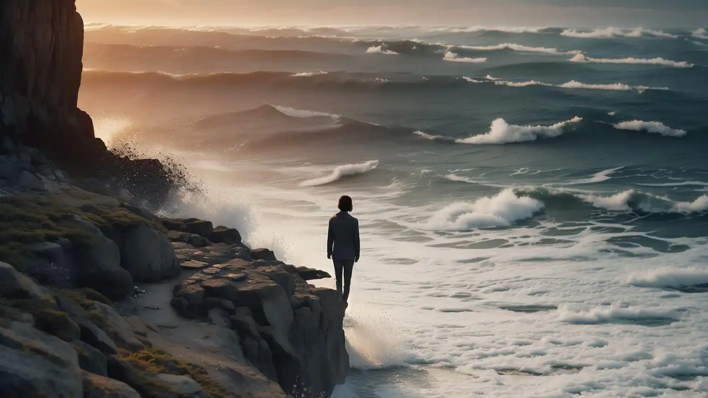 一个人看海🌊孤独又浪漫的高清壁纸 一个人静静地坐在海边,眼前是