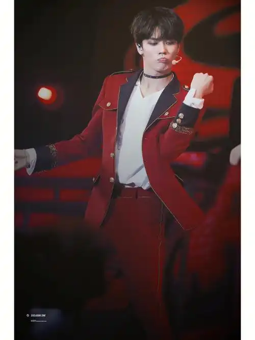 林彦俊嘟嘴红色制服舞台壁纸2032