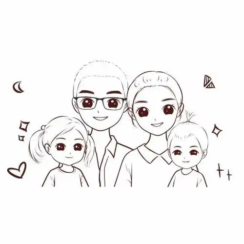简笔画全家福四口