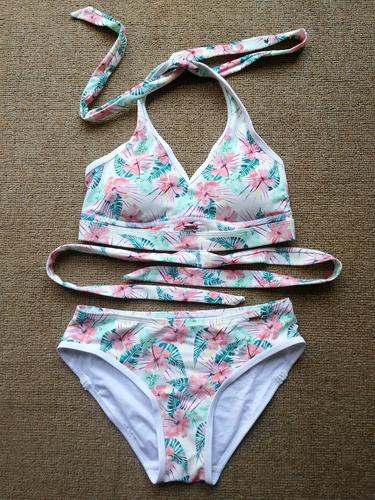 天亮无忧泳衣女分体深v显瘦三角裤游泳衣温泉套装