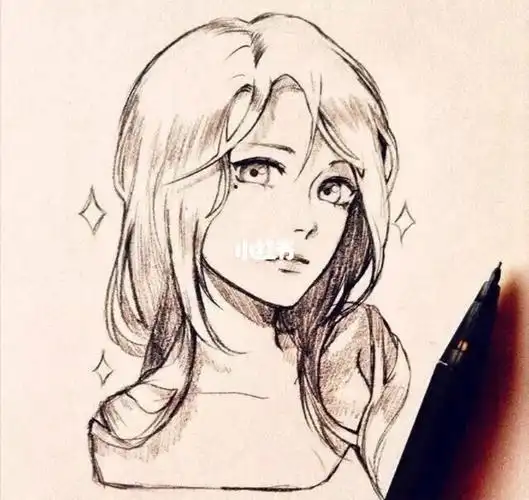 板绘素材动漫人物头部线稿7878