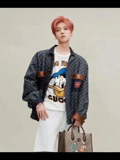 鹿晗同款gucci刺绣唐老鸭短袖t恤