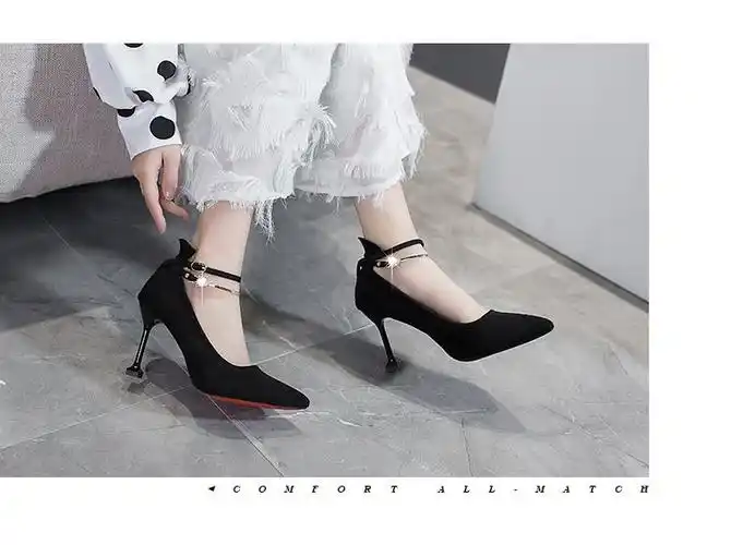 高跟鞋少女学生16岁18岁成人礼物春夏季尖头浅口职业猫跟百搭网红单鞋