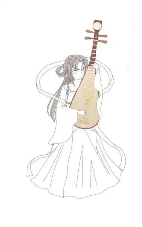 女子怎么画简笔画教程古代美女弹古琴简笔画简笔画小女孩弹竖琴矢量图