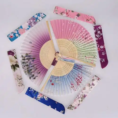 折扇女印花汉服古典中国风走秀小尺寸绫娟日式古风舞蹈礼品扇子