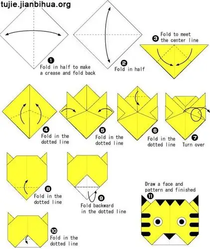 而这个儿童折纸教程就是来制作一个简单的卡通纸老虎,看起来就是一