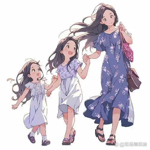 亲子头像‖两个女儿和妈妈