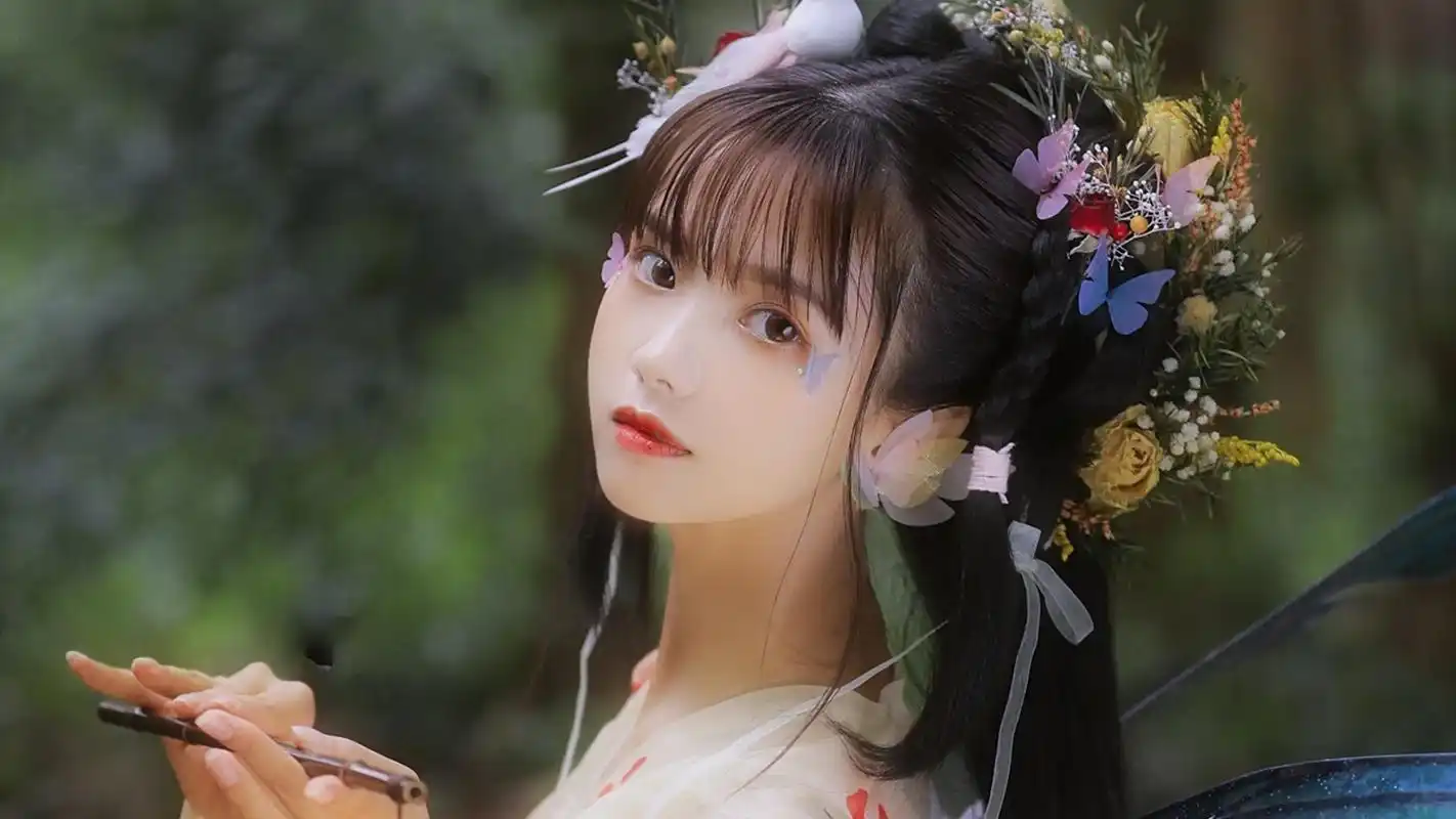 汉服小仙女唯美蝶翼梦幻写真,可爱-美女图片