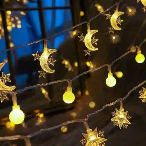 网红灯氛围灯星星灯宿舍挂床上灯带电池款发光小灯串灯笼阳台灯饰