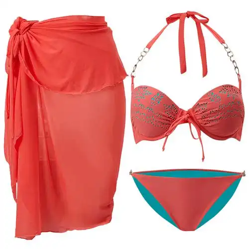 号手比基尼性感三点式泳衣女三件套韩国温泉小香风民族风学生泳装