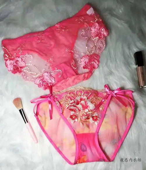 三角内裤2条女孩性感组合刺绣印花日系低腰女三角裤