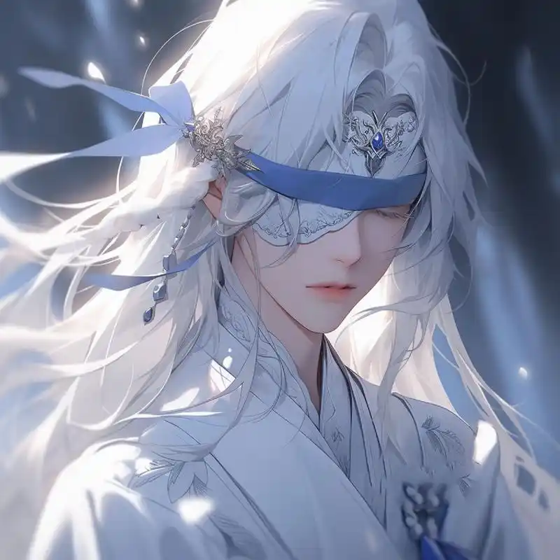 白发蒙眼动漫男头|古风头像|男生头像