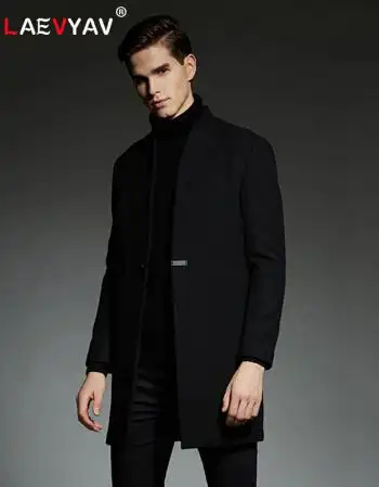 岚雁(laevyav)毛呢大衣男中长款男式韩版修身羊毛呢子风衣商务休闲